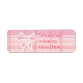 Retro Roze Geruite Whistful Holiday  Etiket (Voorkant)