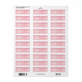 Retro Roze Geruite Whistful Holiday  Etiket (Full Sheet)