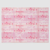Retro Roze Geruite Whistful Kerst  Tissuepapier (Voorkant)