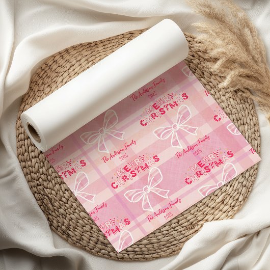 Retro Roze Geruite Whistful Kerst  Tissuepapier