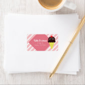 Retro Roze gestreept ijs Aangepaste Adresetiketten Etiket (Insitu)