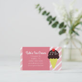 Retro Roze gestreept ijsje Visitekaartjes kopen (Staand voorkant)