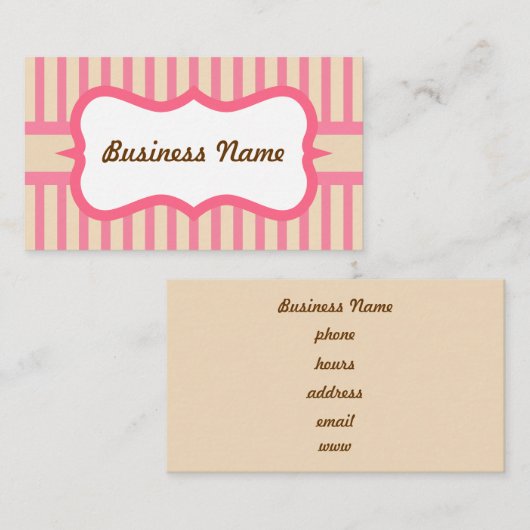 Retro Roze gestreept Visitekaartje (Voorkant / Achterkant)
