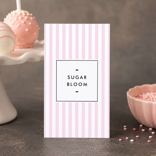 Retro Roze Gestreepte Cake Pops Visitekaartje