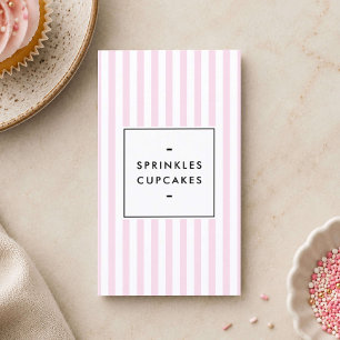 Retro Roze Gestreepte Cupcake Bakkerij Visitekaartje