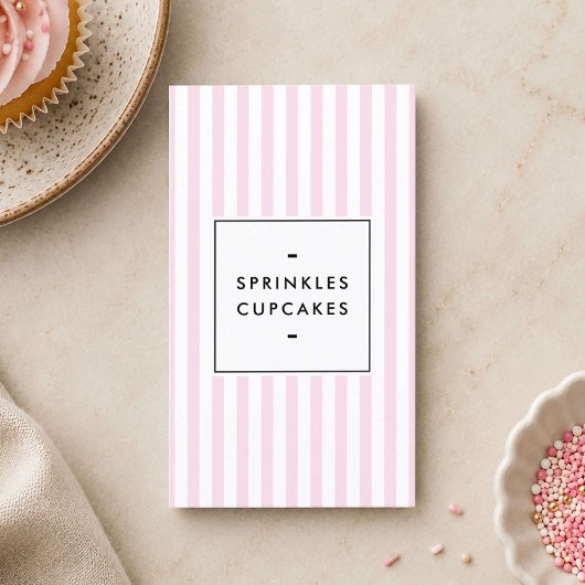 Retro Roze Gestreepte Cupcake Bakkerij Visitekaartje