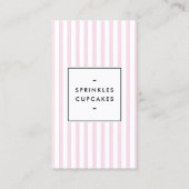 Retro Roze Gestreepte Cupcake Bakkerij Visitekaartje (Voorkant)