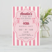 Retro Roze Gestreepte Martini Verjaardagsfeestje Kaart (Staand voorkant)