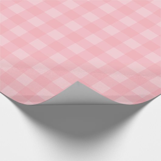 Retro Roze Gingham Gingham Gecontkered Patroonacht Cadeaupapier (Hoek)