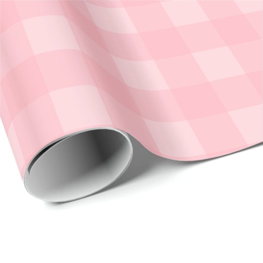 Retro Roze Gingham Gingham Gecontkered Patroonacht Cadeaupapier (Rol Hoek)