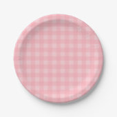 Retro Roze Gingham Gingham Gecontkered Patroonacht Papieren Bordje (Voorkant)