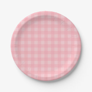 Retro Roze Gingham Gingham Gecontkered Patroonacht Papieren Bordje