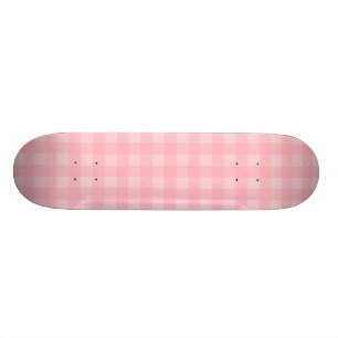 Retro Roze Gingham Gingham Gecontkered Patroonacht Persoonlijk Skateboard