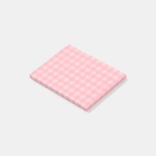 Retro Roze Gingham Gingham Gecontkered Patroonacht Post-it® Notes (Schuin)
