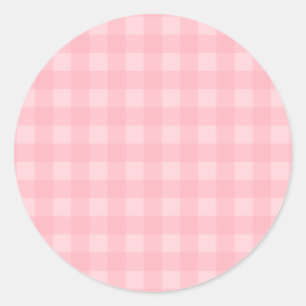 Retro Roze Gingham Gingham Gecontkered Patroonacht Ronde Sticker