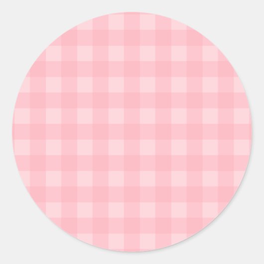 Retro Roze Gingham Gingham Gecontkered Patroonacht Ronde Sticker (Voorkant)