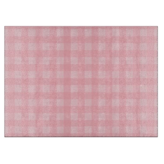 Retro Roze Gingham Gingham Gecontkered Patroonacht Snijplank (Voorkant)