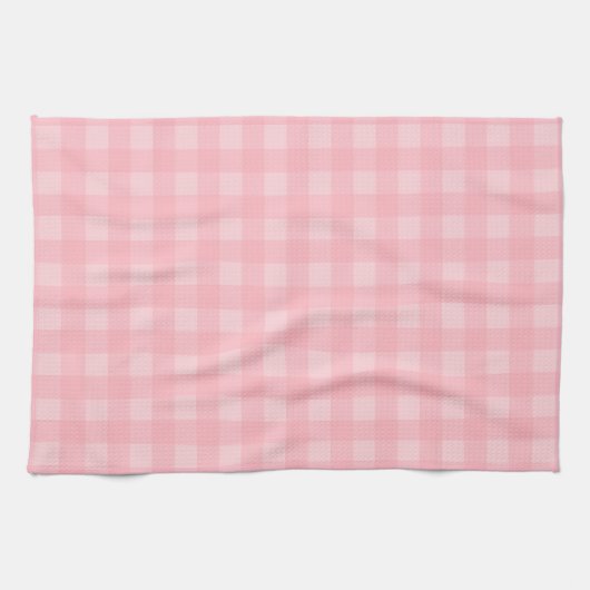 Retro Roze Gingham Gingham Gecontkered Patroonacht Theedoek (Horizontaal)