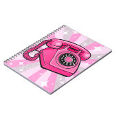 Retro Roze Glitter Draaischijf Huistelefoon Notitieboek (Linkerzijde)