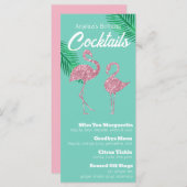 Retro Roze Glitter Flamingo's en Palmbladeren Menu (Voorkant / Achterkant)