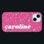 Retro Roze Glitter Glans Gepersonaliseerde Naam iPhone 15 Case<br><div class="desc">Retro Roze Glitter Glans Gepersonaliseerde Naam iPhone 15 Hoesje</div>