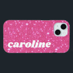 Retro Roze Glitter Glans Gepersonaliseerde Naam iPhone 15 Case<br><div class="desc">Retro Roze Glitter Glans Gepersonaliseerde Naam iPhone 15 Hoesje</div>