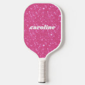 Retro Roze Glitter Glans Gepersonaliseerde Naam Pickleball Paddle (Achterkant)