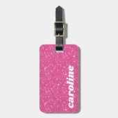 Retro Roze Glitter Glans y2k Gepersonaliseerd Bagagelabel (Voorkant verticaal)
