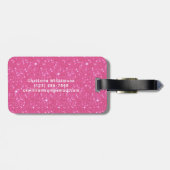 Retro Roze Glitter Glans y2k Gepersonaliseerd Bagagelabel (Achterkant horizontaal)
