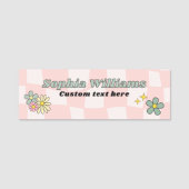 Retro Roze Golf Checker  Naamplaatje (Voorkant)