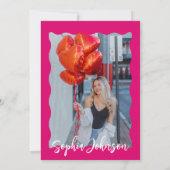 Retro Roze Golvende Curve Modern 30ste Verjaardags Kaart (Achterkant)