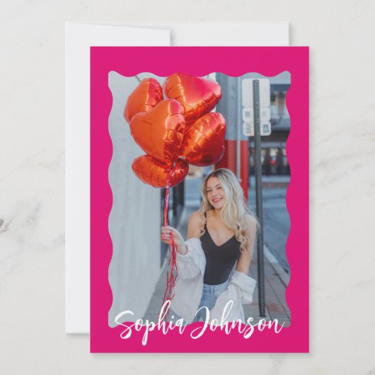 Retro Roze Golvende Curve Modern 30ste Verjaardags Kaart (Achterkant)