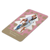 Retro Roze & Goud Bloemboom Vormig Foto Vakantie Magneet (Linkerzijde)