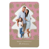 Retro Roze & Goud Bloemboom Vormig Foto Vakantie Magneet (Verticaal)