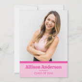 Retro Roze Graduation Party Uitnodiging met Foto (Achterkant)