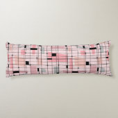 Retro Roze Grid en Starbursts Body Kussen (Achterkant)
