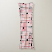 Retro Roze Grid en Starbursts Body Kussen (Voorkant Verticaal)