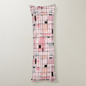 Retro Roze Grid en Starbursts Body Kussen (Achterkant (Verticaal))