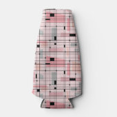 Retro Roze Grid en Starbursts Fles Koeler (Voorkant)