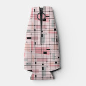 Retro Roze Grid en Starbursts Fles Koeler (Achterkant)