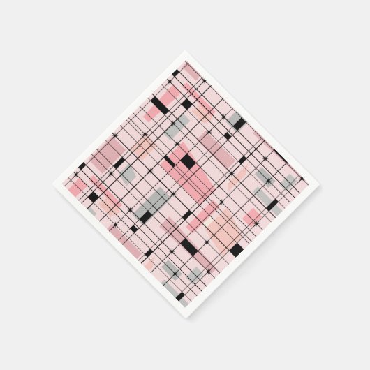 Retro Roze Grid en Starbursts Papieren servetten (Hoek)