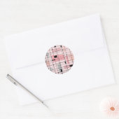 Retro Roze Grid en Starbursts Ronde Stickers (Envelop)