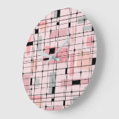 Retro Roze Grid en Starbursts Ronde Wandklok (Hoek)