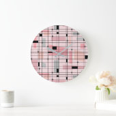 Retro Roze Grid en Starbursts Ronde Wandklok (Huis)