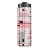 Retro Roze Grid en Starbursts Thermische Tumbler Thermosbeker (Voorkant)