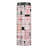 Retro Roze Grid en Starbursts Thermische Tumbler Thermosbeker (Achterkant)
