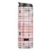Retro Roze Grid en Starbursts Thermische Tumbler Thermosbeker (Geroteerd rechts)