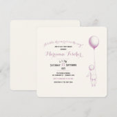 Retro roze grillige babyshower uitnodiging (Voorkant / Achterkant)