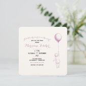 Retro roze grillige babyshower uitnodiging (Staand voorkant)