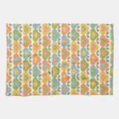 Retro Roze Groen Blauw Geel Geometrische bloemen Theedoek (Horizontaal)